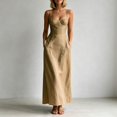 thumbnail image 2 of ZHOGXU Fashion Womens Bodycon Midi Dresses Solid Color Spaghetti Strap Fitted With Pocket Beach Vacation Outfit, 2 of 4