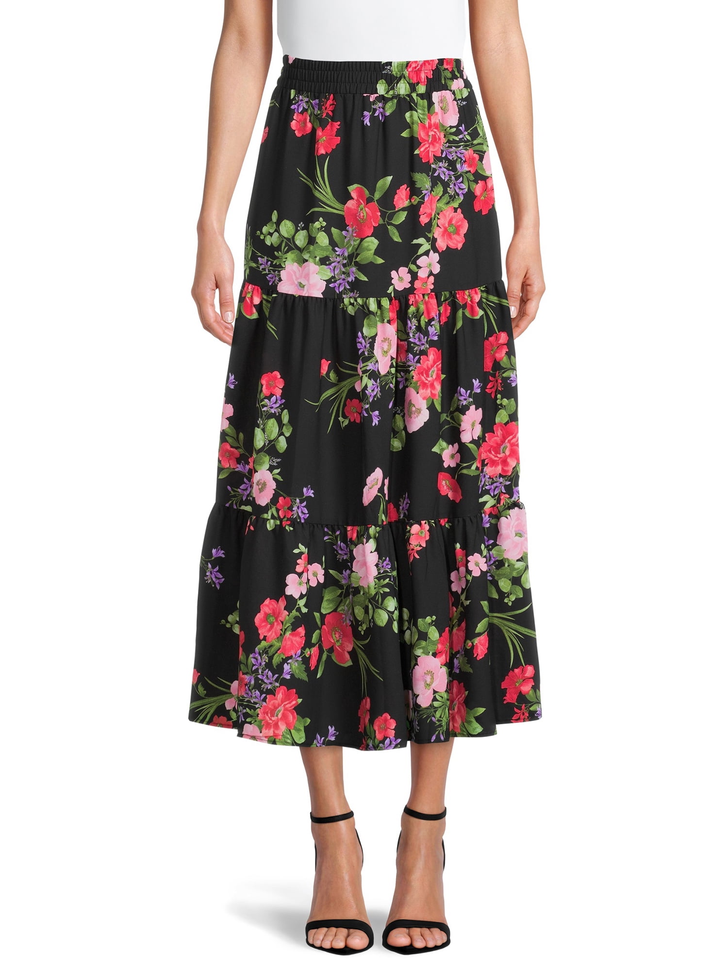 The Pioneer Woman Tiered Floral Maxi Skirt, Womens - Walmart.com