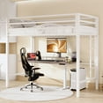 thumbnail image 2 of Sifurni White Heavy Duty Twin Size Metal Loft Bed with Full-Length Guardrail & Removable Stairs, 2 of 9