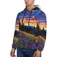 thumbnail image 3 of Rateoe Galactic Night Over Meadow Pattern Mens Hoodie, Pullover Hooded Sweatshirt, Kangaroo Pocket Hoodie Ideal for Daily Wear, Travel and Home-Large, 3 of 7