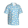 thumbnail image 2 of Daiia Blue Popcorn Hawaiian Shirt for Men Gentle Cotton Regular Short Sleeve Casual-Small, 2 of 9