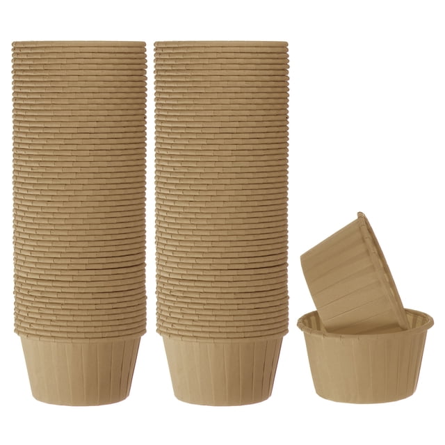 100pcs 3.5oz Moldes para Magdalenas de Papel de Tamaño Estándar Envoltorios Antiadherentes Desechables para Bodas Cumpleaños Navidad Postres Natural