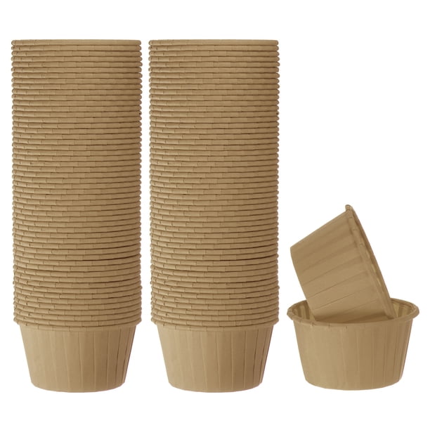 100pcs 3.5oz Moldes para Magdalenas de Papel de Tamaño Estándar Envoltorios Antiadherentes Desechables para Bodas Cumpleaños Navidad Postres Natural