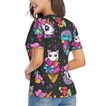 thumbnail image 3 of Honeii Cat Icecream Print Women's Classic V-Neck T-Shirt,Womens Fashion Tops,Stylish Everyday Top for Women, Casual Summer Spring Outfits Clothes-XX-Large, 3 of 5