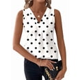 thumbnail image 2 of Women'S Casual Polka Dots Tank Tops V Neck Sleeveless Tunic Shirts White XXL, 2 of 9