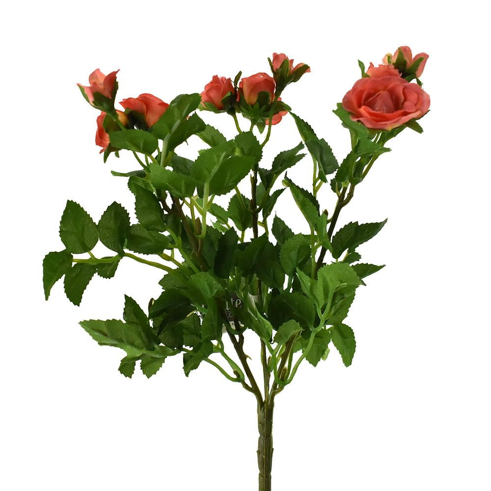 Artificial Mini Rose Bush Spray, 10Inch