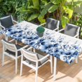 thumbnail image 2 of Blue Blooms Floral Table Cloths for 8 Foot Rectangle Tables, Farmhouse Spring Flowers Botanical Patio Waterproof Elastic Fitted Tablecloths, Washable Rectangular Table Cover for Camping, 2 of 8