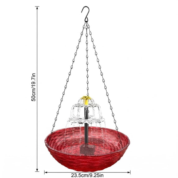 Hanging Solar Bird Bath Fountain 3 Layers, 9.25''W Bird Bath Bowl with Solar Powered Pump for Outdoor Garden Backyard Patio Lawn, Wildlife Feeder (Blue)
