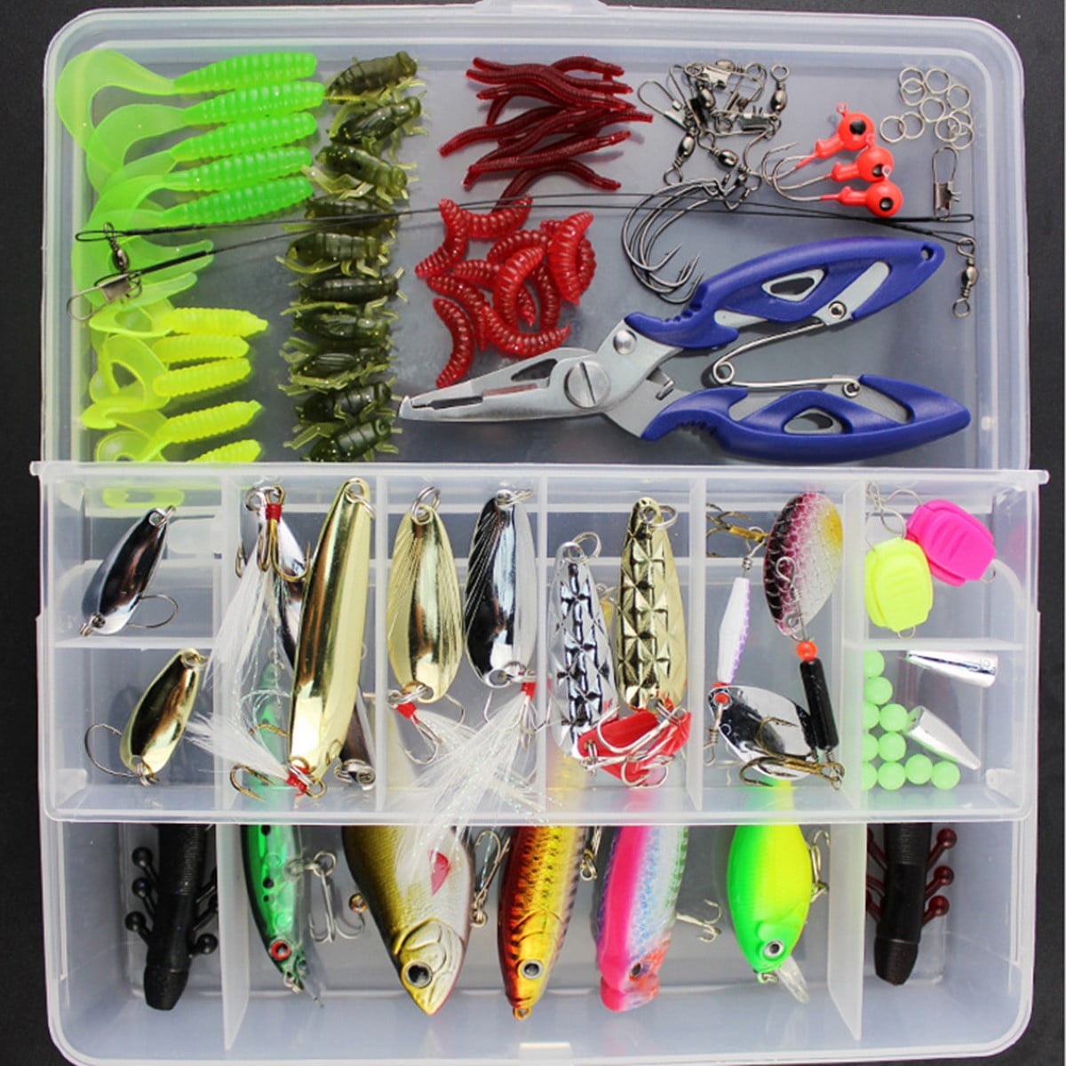101Pcs/Set Fishing Lures Spinners Plugs Spoons Soft Bait Pike Trout