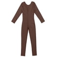 thumbnail image 6 of Sinleey Kids Boys Girls Long Sleeve Full Body Jumpsuit Ballet Dance Gymnastic Sports Leotard Bodysuit Brown 9-10, 6 of 7