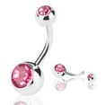 thumbnail image 3 of 12pcs Shining Ball Rhinestone Belly Rings Crystal Rhinestone Navel Button Rings Dangle Bar Ring Body Piercing Jewel, 3 of 8