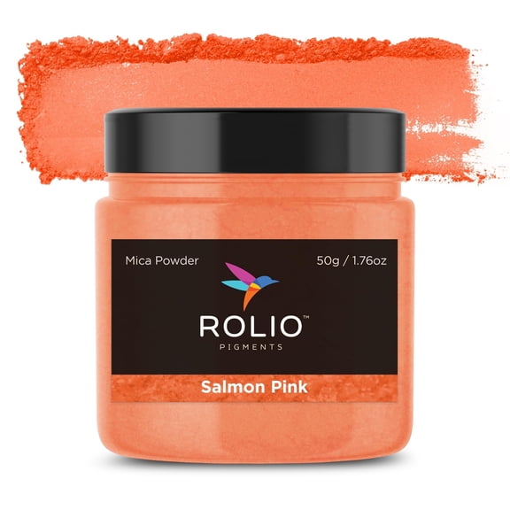 Rolio Mica Powder - Pigment for Paint Mixing & Blending for Epoxy Resin, Soap, Nails, Slime & Bath Bombs - 50g, 1 Jar, Salmon Pink