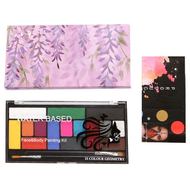 Paleta de maquillaje a base de agua de 15 colores, paleta de maquillaje de pintura corporal profesional para Halloween