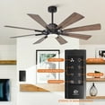 thumbnail image 4 of Parrot Uncle 60" Farmhouse Bronze Windmill LED Ceiling Fan with Light and Remote, Large Indoor Ceiling Fans with Light, 4 of 14