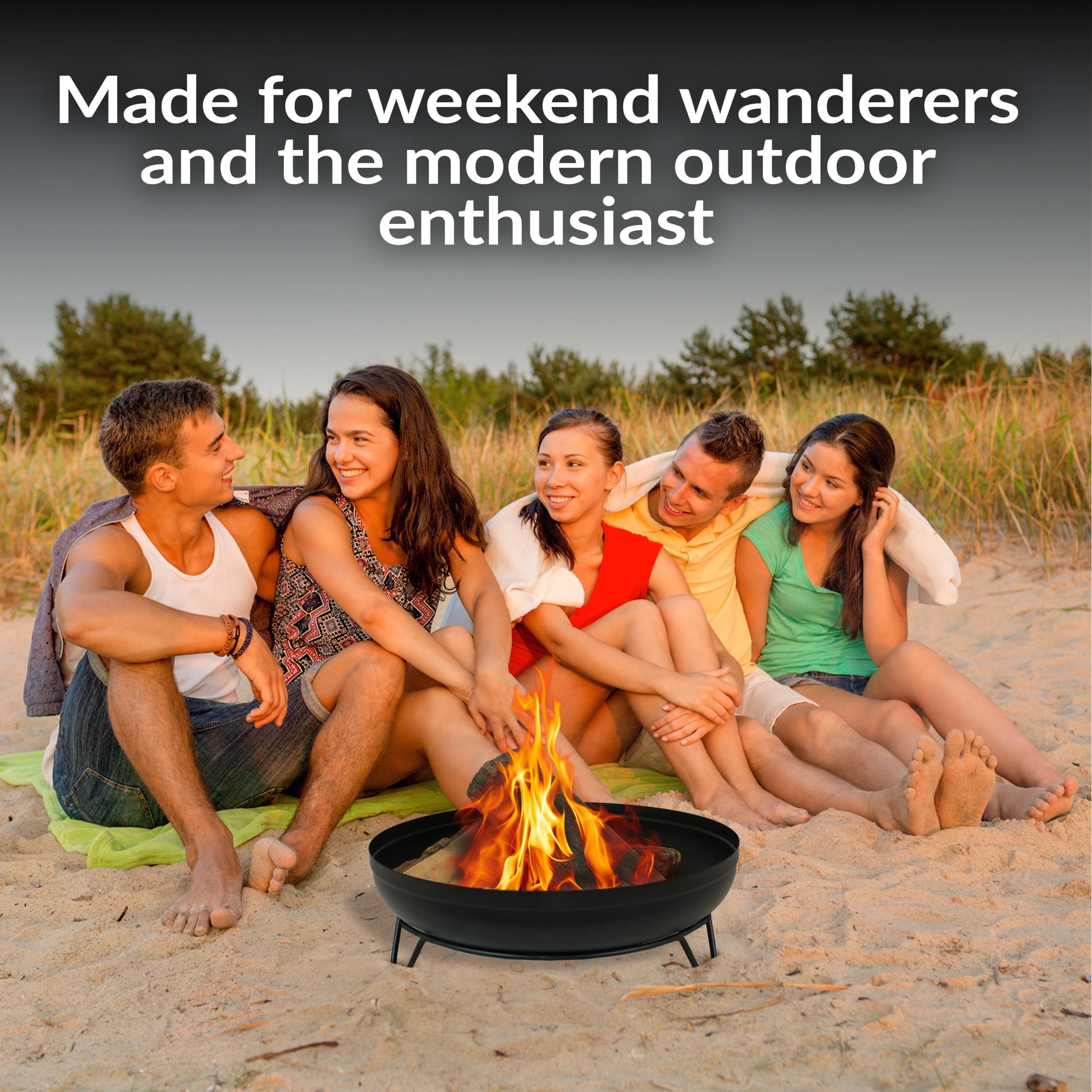 Sunnydaze 23" Round Wood-Burning Black Finish Steel Fire Pit Bowl