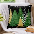 thumbnail image 3 of Pillow Covers 26x26 Set of 2, Black Christmas Tree Throw Pillow Covers Decorative Couch Cushion Cover, Green Golden Xmas Tree Snowflake Winter Microfiber Soft Pillowcases for Bedroom Living Room Sofa, 3 of 9