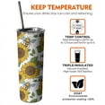 thumbnail image 7 of Sunflower Tumbler 20 Oz Travel Coffee Mug Sunflower Print Skinny Tumblers with Lid and Straw Stainless Steel Insulated Coffee Cups Gift for Sunflower Lover, 7 of 7