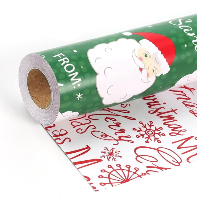 Rollo de papel de regalo, 43 x 10 m, diseño de Papá Noel, color verde