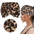 thumbnail image 5 of CHENjy Knotted Headband For Women, Brown Hair Band For Washing Face, Elastic Turban Headbands, Printed Stylish Hair Wrap, Comfortable Cloth Headwear for Casual Sports Daily Wear, 5 of 7