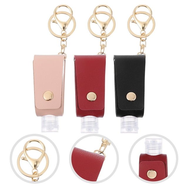 unbranded 3Jgo Con Llavero En Cuero Para Gel De Manos Y Cosméticos En Colores Varios