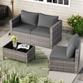 thumbnail image 5 of Gymax Set of 3 Patio Sectional Sofa Set PE Rattan Modular Couch Furniture Set w/Cushions Grey, 5 of 10