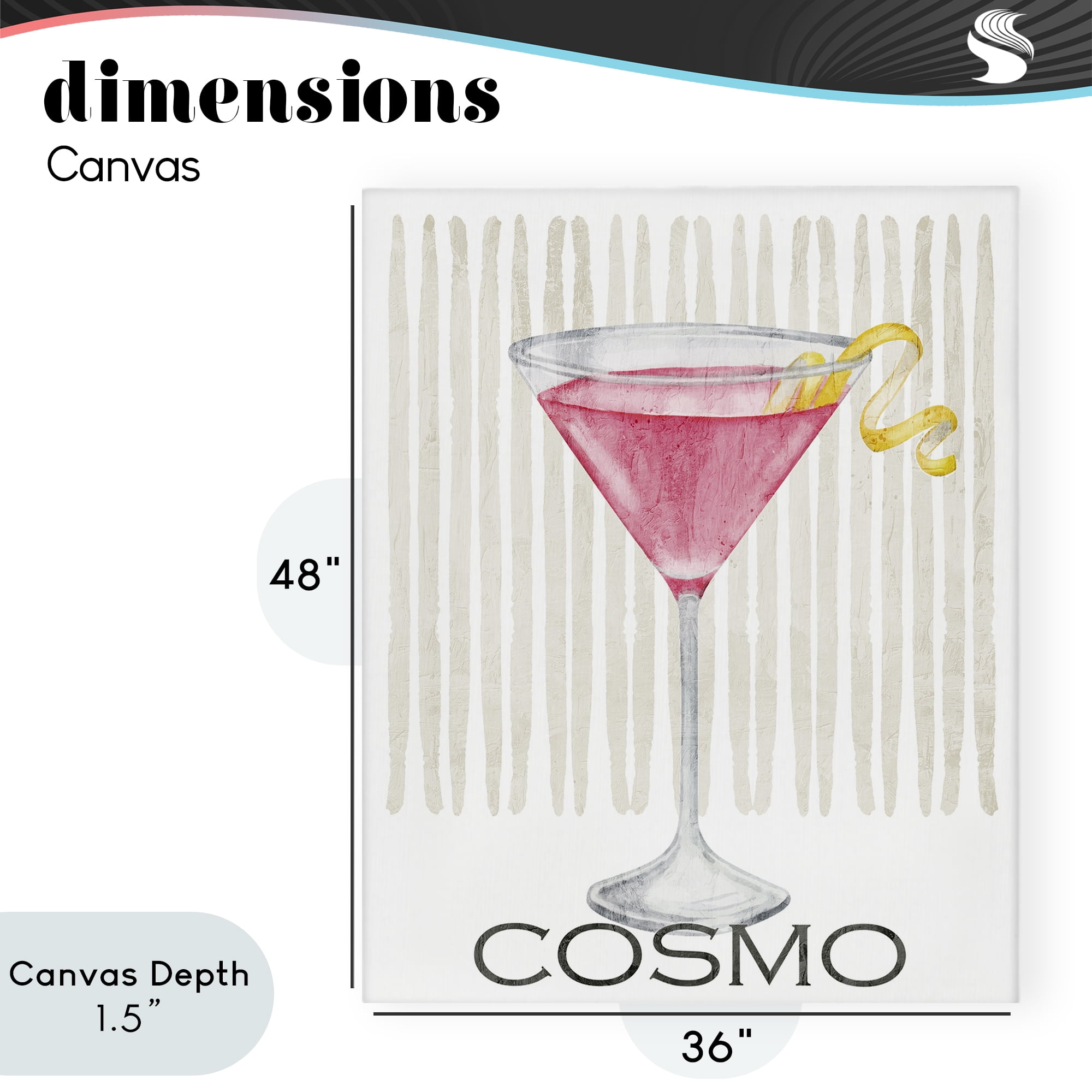 Stupell Industries Pink Cosmo on Stripes Canvas Wall Art, design by Kim Allen