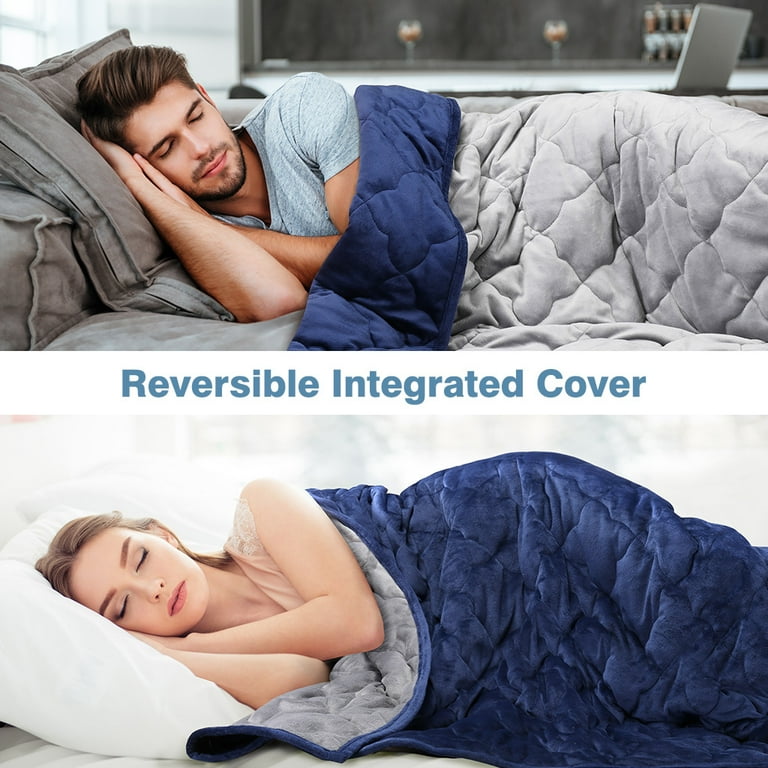 Blanket Reversible Weighted Blanket for Adult 20 lbs 72 x 80 Inches Super Soft Micro Minky Blanket Premium Glass Beads Filling with Quatrefoil Stitched Pockets for Bed Sofa Use Walmart