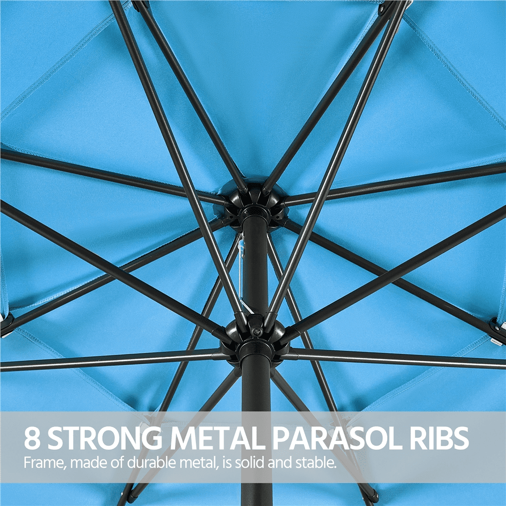 Alden Design 10 ft Patio Umbrella with 30 lb Base Bronze Set, Sky Blue