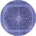thumbnail image 1 of Ahgly Company Machine Washable Indoor Round Medallion Blue Traditional Area Rugs, 5' Round, 1 of 4