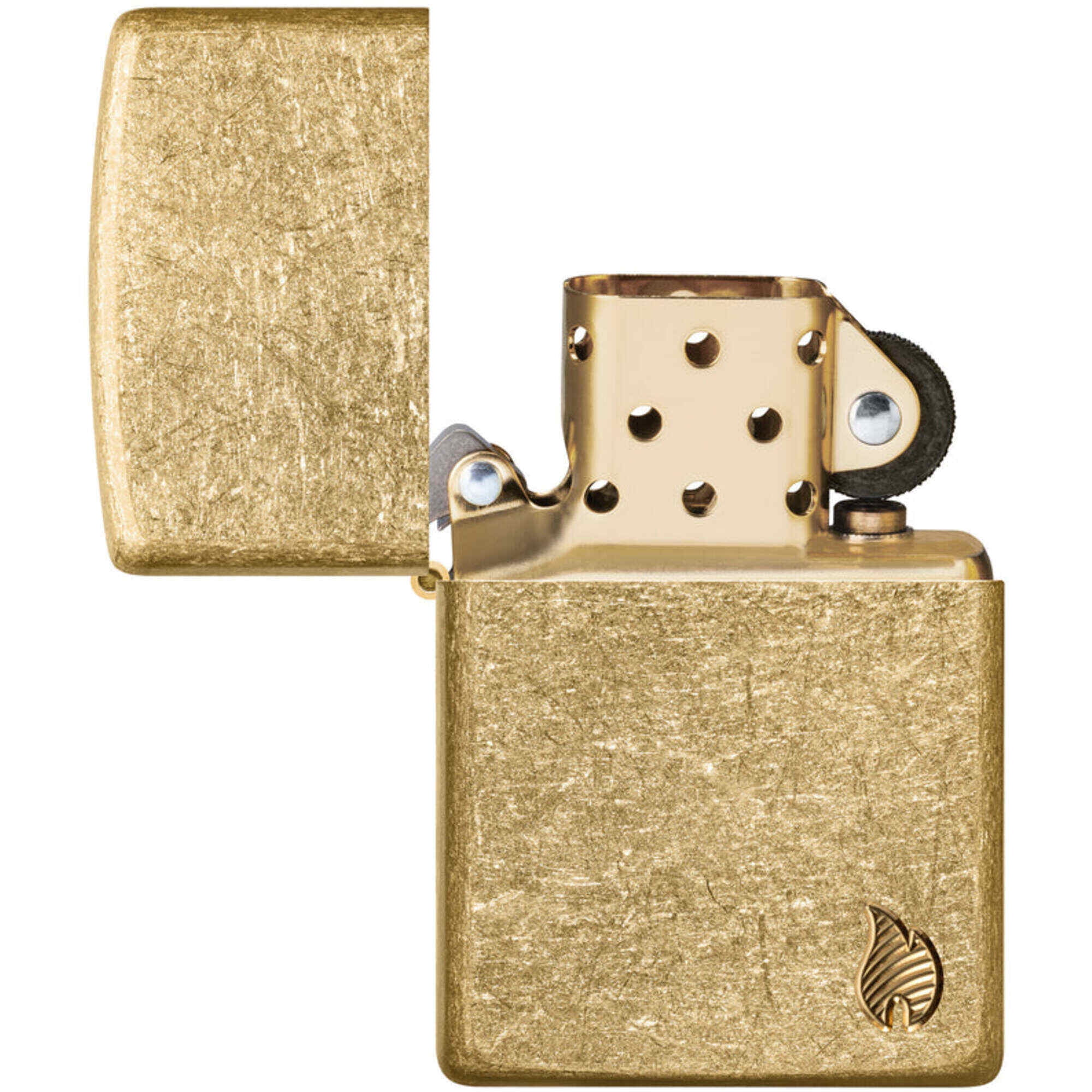 Zippo 46398 Armor Tumbled Brass Flame Design Pocket Lighter