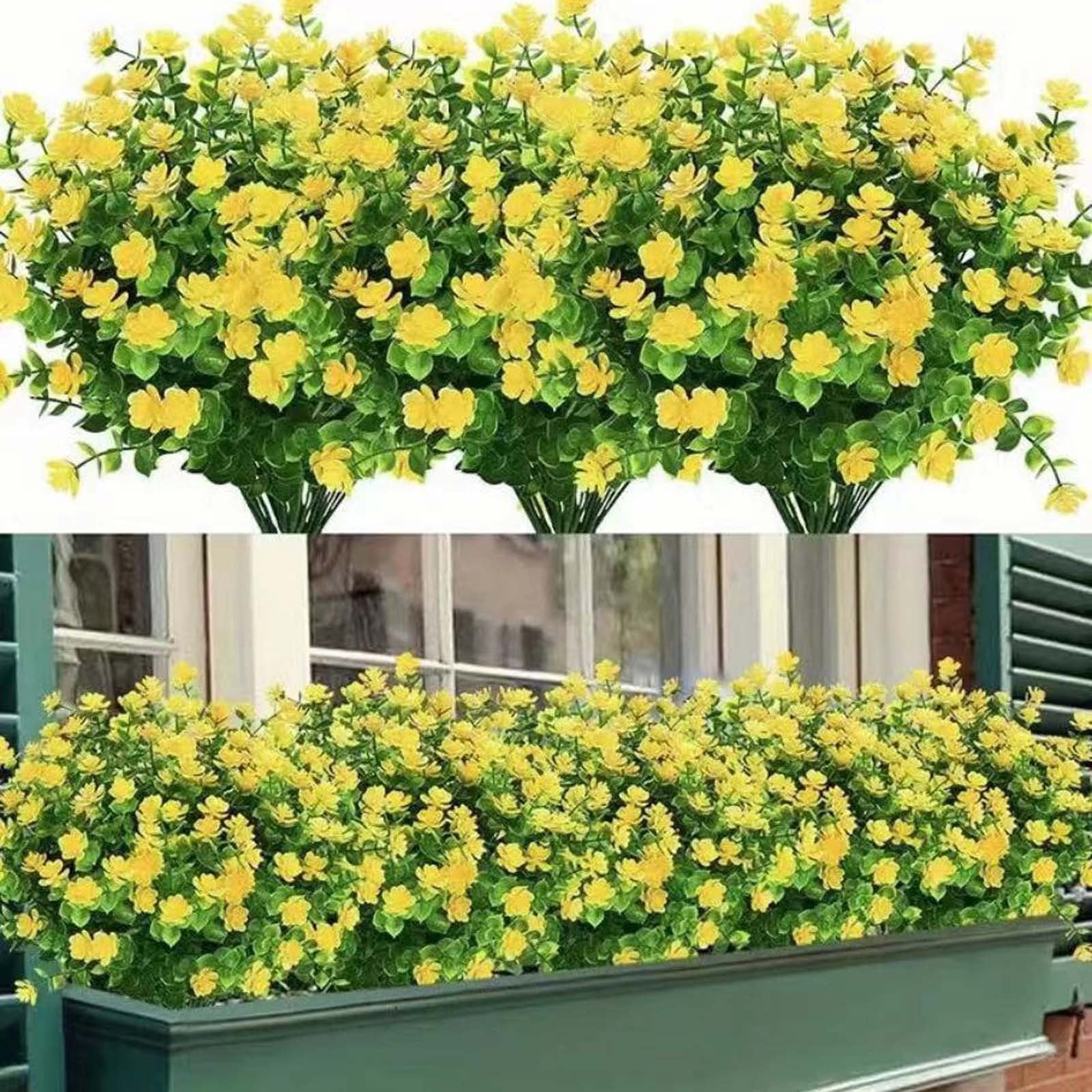 Hvmvliv Artificial Flowers Artificial Flowers 1 Bundles Fake Flowers Faux Plastic Plants for Home Decorations Outdoor Porch Flowerpot Artificial Flower Yellow