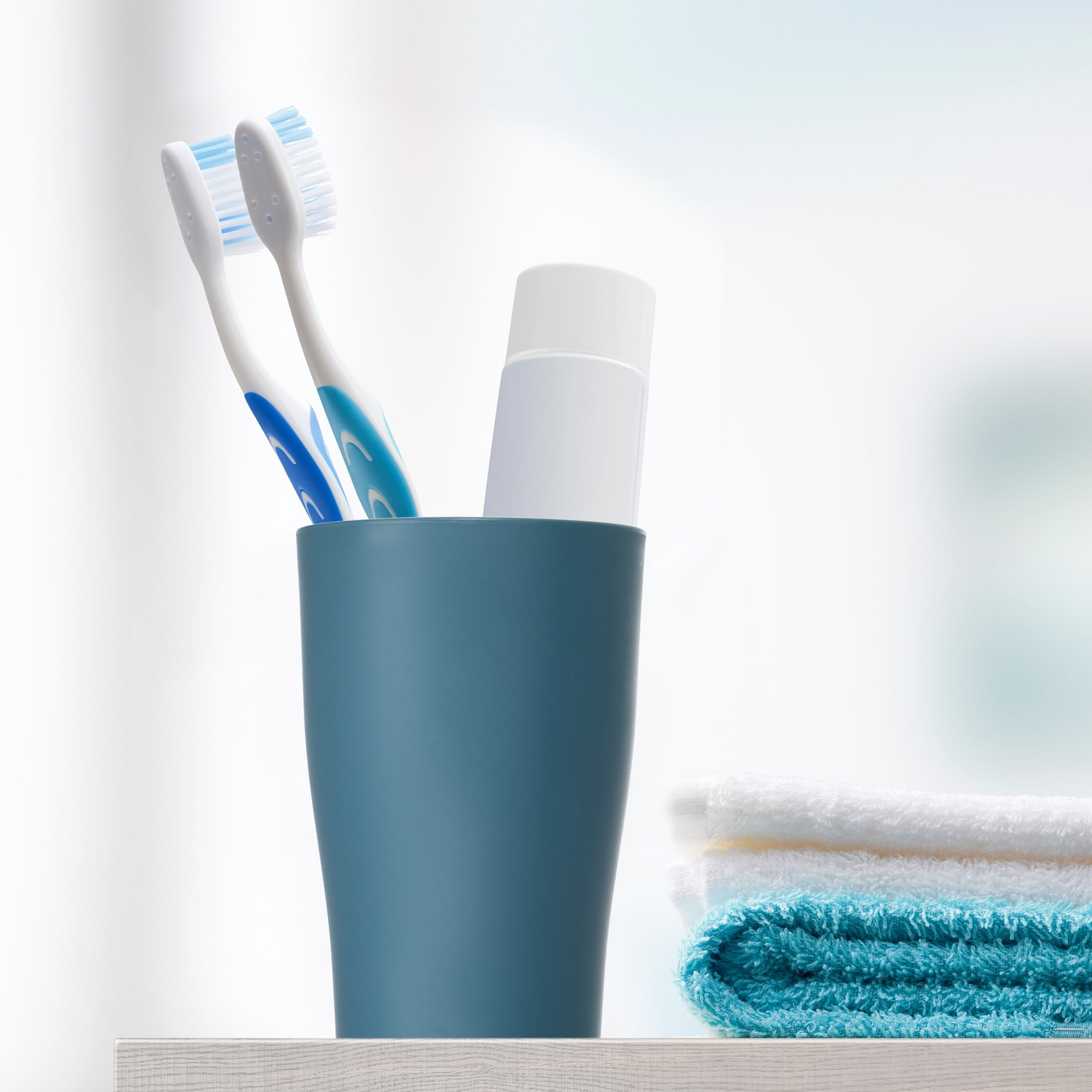 Unique Bargains 2pcs Bathroom Toothbrush Tumblers PP Cups for Bathroom 4.92''x3.03'' Blue
