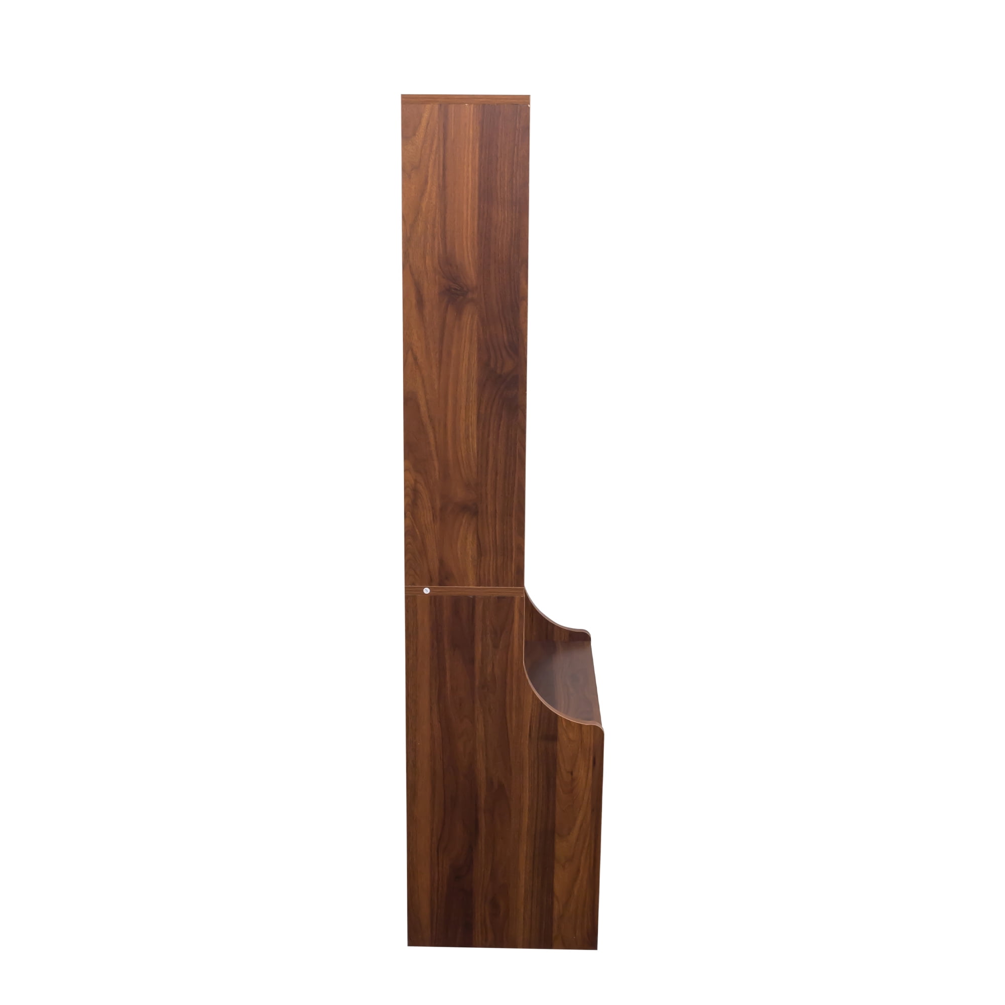 Nightstand, with Integrated Bookshelf and 2 Storage Drawers, Vertical Space-Saving Design for Bedroom and Study, 18.7x13.39x58.11 Inch Walnut