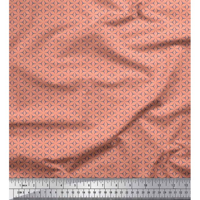 Soimoi Cotton Voile Fabric Geometric Small Decor Fabric Printed Yard 56 Inch Wide