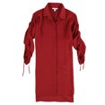 thumbnail image 1 of bar III Womens Ruched Tunic Blouse, Red, Large, 1 of 2
