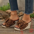 thumbnail image 7 of Rokmnt Womens Bow Wedges Dress Sandals 2026 Fashion Leopard Bride Wedding Bowknot Platform Chunky Heeled Slip on Pumps Casual High Heels Summer Shoes Brown Size 9.5, 7 of 7