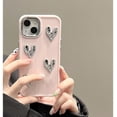 thumbnail image 2 of for iPhone 15 Pro Case, [Shiny Silver 3D Hearts] [with Luxury Pearl Bracelet] [Shiny Electroplated Love Shape] Soft TPU Shock and Shock Resistant, Suitable for Women and Girls 6.1" Pink, 2 of 7