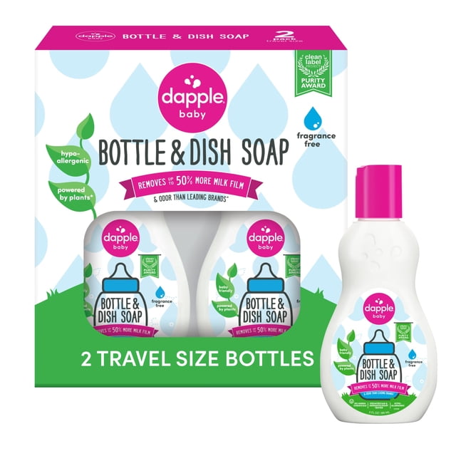 Jabón para biberón Dapple, hipoalergénico, para platos, 90 ml (paquete de 2)