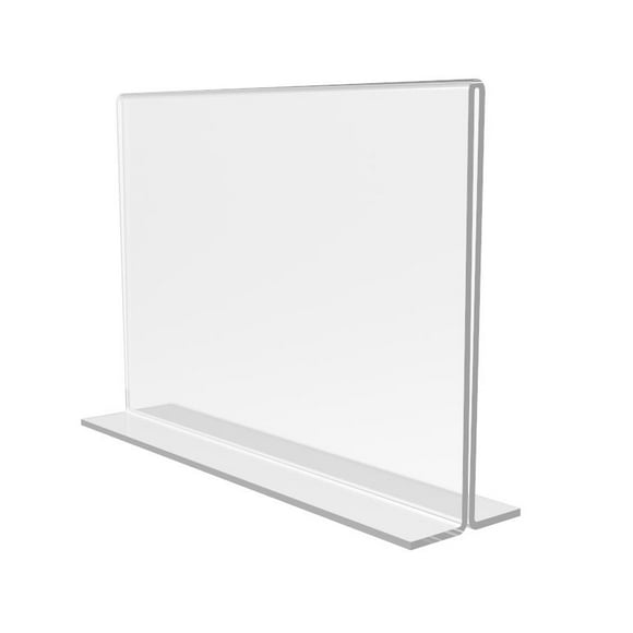 FixtureDisplays® 12PK 6 x 4" Clear Acrylic Sign Holder for Tabletops, Horizontal Table Tent Frame Photo Sign Menu, Bottom Insert, T-style 11193-2-6X4-12PK Peel off protective film (white) before use.