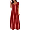 thumbnail image 3 of Meichang Robe Maxi pour Femme Été à Pois Manches Courtes Col Rond Longue Robe Grande Taille Coupe Ample Robes T-Shirt Décontractées Plage Vacances Robes, 3 of 6