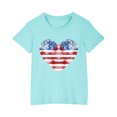 thumbnail image 5 of wycnly Shirts for Girls Tee Top for Kids Kids Boys Loose Fit 4th of July Star Striped Graphics Patriotic Tees Shirts Casual Heart Print Short Sleeve Tops Girls Tops(Size:7 Years), 5 of 6