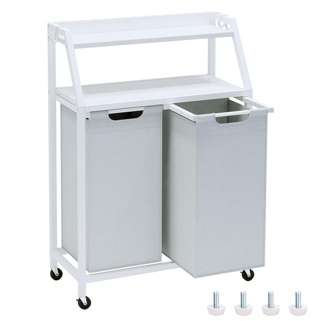 Clasificador de ropa Timberer, 2 secciones, 110 L, blanco/gris