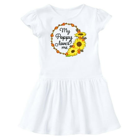 

Inktastic My Poppy Loves Me with Sunflower Wreath Gift Toddler Girl Dress