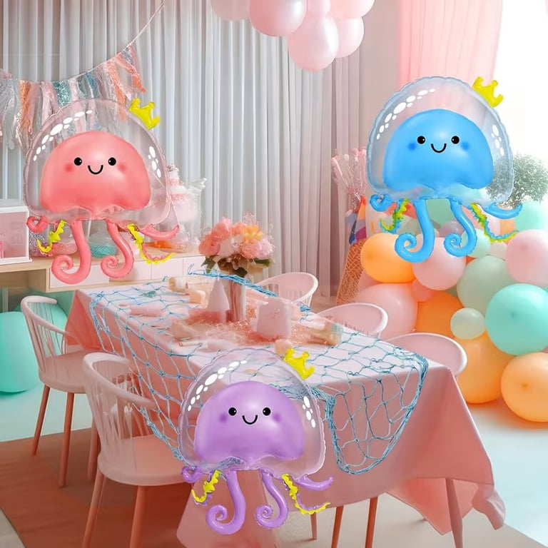 balloon fish net 3 Pack Decorations for Party, 80x40 Inch Natural Cotton Fishing Net Decor for Under The Sea Hawaiian Beach Party, Thick Nautical Netting for Wall Table Ceiling Decoration : Pet Supplies themed event 2pcs Octopus Balloon Fish Net