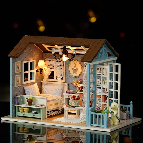 Kit de maison miniature en bois créatif drôle de kit de maison de bricolage  maison de poupée miniature 