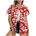 thumbnail image 2 of Byworldtasic Women's Collared Shirt Women Hawaiian Shirt Soft Cool Summer Hawaii Shirts Floral Tropic Print V Neck T-Shirt Short Sleeve Button Up Tops Multicolor-6, 2 of 5