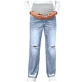 thumbnail image 5 of YUANxueke Womens Maternity Jeans Over the Belly High Waist Ripped Straight Leg Denim Pants Casual Pregnancy Pants, 5 of 5