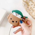 thumbnail image 4 of Funda para AirPods, súper linda y creativa, con diseño de perro de peluche y gorro de mascota, funda protectora de silicona suave estilo cachorro para AirPods 1 y 2 con gancho, color marrón, 4 of 5