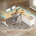 thumbnail image 2 of 55" L Shaped Electric Standing Desk with 6 Fabric Drawers and Storage Shelves, Height Adjustable Computer Desk, Home Office Desk, 2 of 7