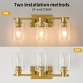 thumbnail image 2 of Deyidn 3-Light Gold Dimmable Vanity Light with Clear Glass Shades, 2 of 6